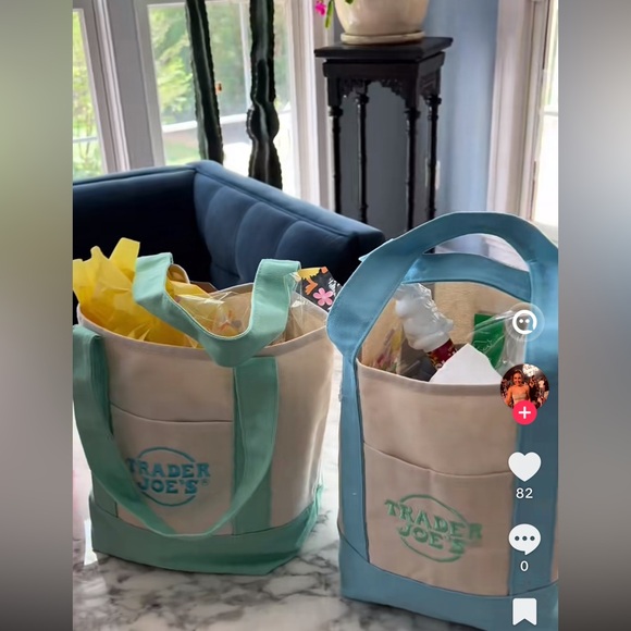 Trader Joe's Mini Tote Pastel Blue Bag🐇 - Picture 2 of 5